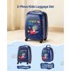 VEVOR Kids Luggage Set, 5 Piece, 18 Inch Hardside Rolling Wheels Suitcase with Backpack & U-shape Pillow, Bee Kids Carry on Luggage Set, Holiday Birthday Gift for Girls Boys, Airline Approved(Dinosaur)