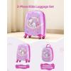 VEVOR Kids Luggage Set, 5 Piece, 18 Inch Hardside Rolling Wheels Suitcase with Backpack & U-shape Pillow, Bee Kids Carry on Luggage Set, Holiday Birthday Gift for Girls Boys, Airline Approved(Unicorn)