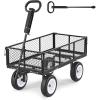VEVOR 900 LBS Steel Garden Cart, 2 in 1 Handle, Heavy Duty Pullable Garden Wagon with 10″ Flat-Free Tires, Outdoor Utility Yard Wagon Cart with Detachable Side Panels, Attach to ATV or Tractor(Black)