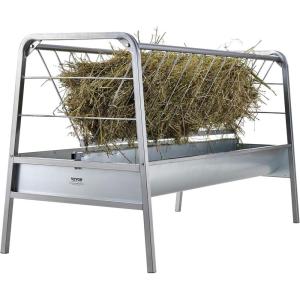 VEVOR 2 in 1 Livestock Hay Feeder, 80-Gallon Capacity, 59″ Long Goat Hay Feeder with Deeper Feeding Pan, Heavy Duty Steel for Sheep Farms Sheds