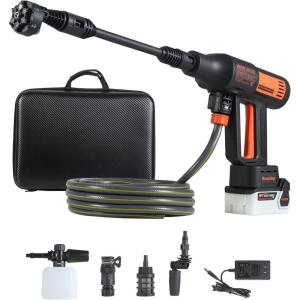 VEVOR Cordless Pressure Washer, 1200PSI MAX Portable Pressure Washer with Brushless Motor, 6-in-1 Nozzle & Water Hose, 4 Speed Adjustable, Battery Powered Handheld Power Cleaner for Home Garden Patio