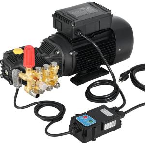 VEVOR Electric Pressure Washer Pump Kit, 1220 PSI, 2.2 GPM, Triplex Power Washer Pump with 2 HP Motor 120 V, Adjustable Water Pressure, for Washing Cars, Gardens, Exterior Walls, Machinery Equipment