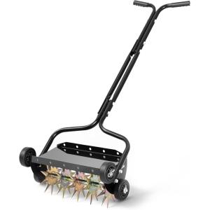 VEVOR Lawn Aerator, 18 in Manual Push Spike Aerator with 4 Wheels & Handle, Heavy Duty Grass Aerators, Supports 40 lbs Added Weight, Rolling Lawn Aeration Tool for Garden Yard Aeration Soil Health(Rolling (Weighted Pro))