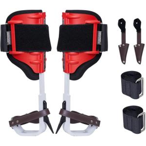 VEVOR Tree Climbing Spikes, 1 Pair Height-Adjustable Climbing Spurs, 350lbs Load Capacity Tree Climbing Gear with Straps, Arborist Equipment for Climbers, Hunting, Fruit Picking(Red (Upgraded))