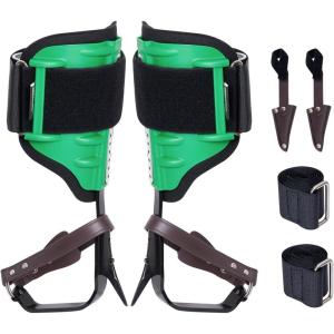 VEVOR Tree Climbing Spikes, 1 Pair Height-Adjustable Climbing Spurs, 350lbs Load Capacity Tree Climbing Gear with Straps, Arborist Equipment for Climbers, Hunting, Fruit Picking(Green (Upgraded))