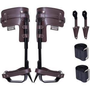 VEVOR Tree Climbing Spikes, 1 Pair Height-Adjustable Climbing Spurs, 350lbs Load Capacity Tree Climbing Gear with Straps, Arborist Equipment for Climbers, Hunting, Fruit Picking(Brown (Basic))