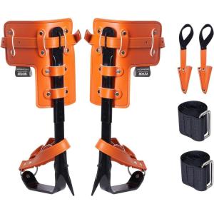 VEVOR Tree Climbing Spikes, 1 Pair Height-Adjustable Climbing Spurs, 350lbs Load Capacity Tree Climbing Gear with Straps, Arborist Equipment for Climbers, Hunting, Fruit Picking(Orange (Basic))