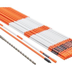 VEVOR Driveway Markers, 20Pcs 48 in Long 1/4 in Dia, Hi-Visibility Driveway Reflectors with 12 in Steel Drill Bits, Reflective Snow Sticks Fiberglass Pole for Parking Lots, Walkways, Snow Plowing(5/16 Inch)