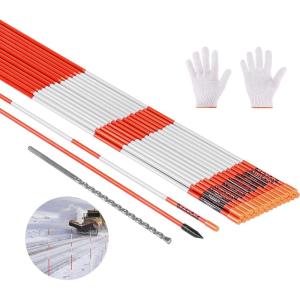 VEVOR Driveway Markers, 20Pcs 48 in Long 1/4 in Dia, Hi-Visibility Driveway Reflectors with 12 in Steel Drill Bits, Reflective Snow Sticks Fiberglass Pole for Parking Lots, Walkways, Snow Plowing(1/4 Inch)