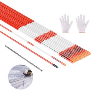 VEVOR Driveway Markers, 20Pcs 58 in Long 5/16 in Dia, Hi-Visibility Driveway Reflectors with 12 in Steel Drill Bits, Reflective Snow Sticks Fiberglass Pole for Parking Lots, Walkways, Snow Plowing(58 Inch)