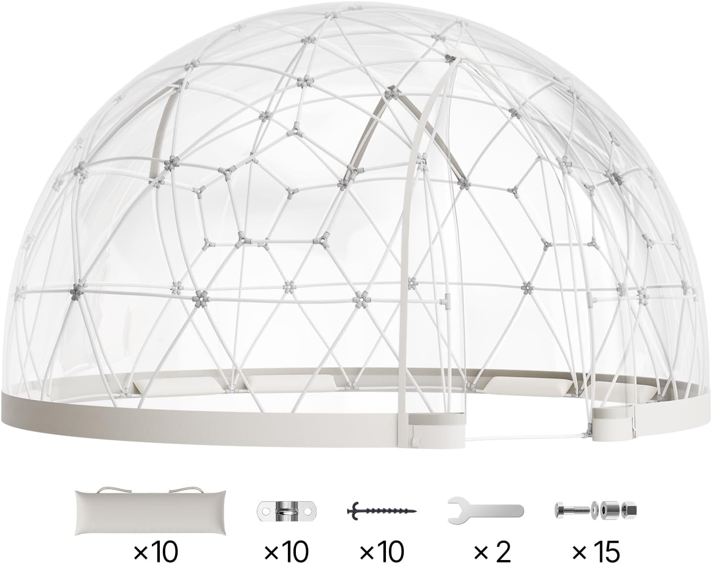 image:imageVEVOR Garden Dome Tent 15 x 95 ft Clear Bubble Tent House for 1214 Person Waterproof PVC Geodesic Dome Greenhouse with Ventilated Window Outdoor Igloo Tents for Patio Backyard Party Camping15 x 95 FT