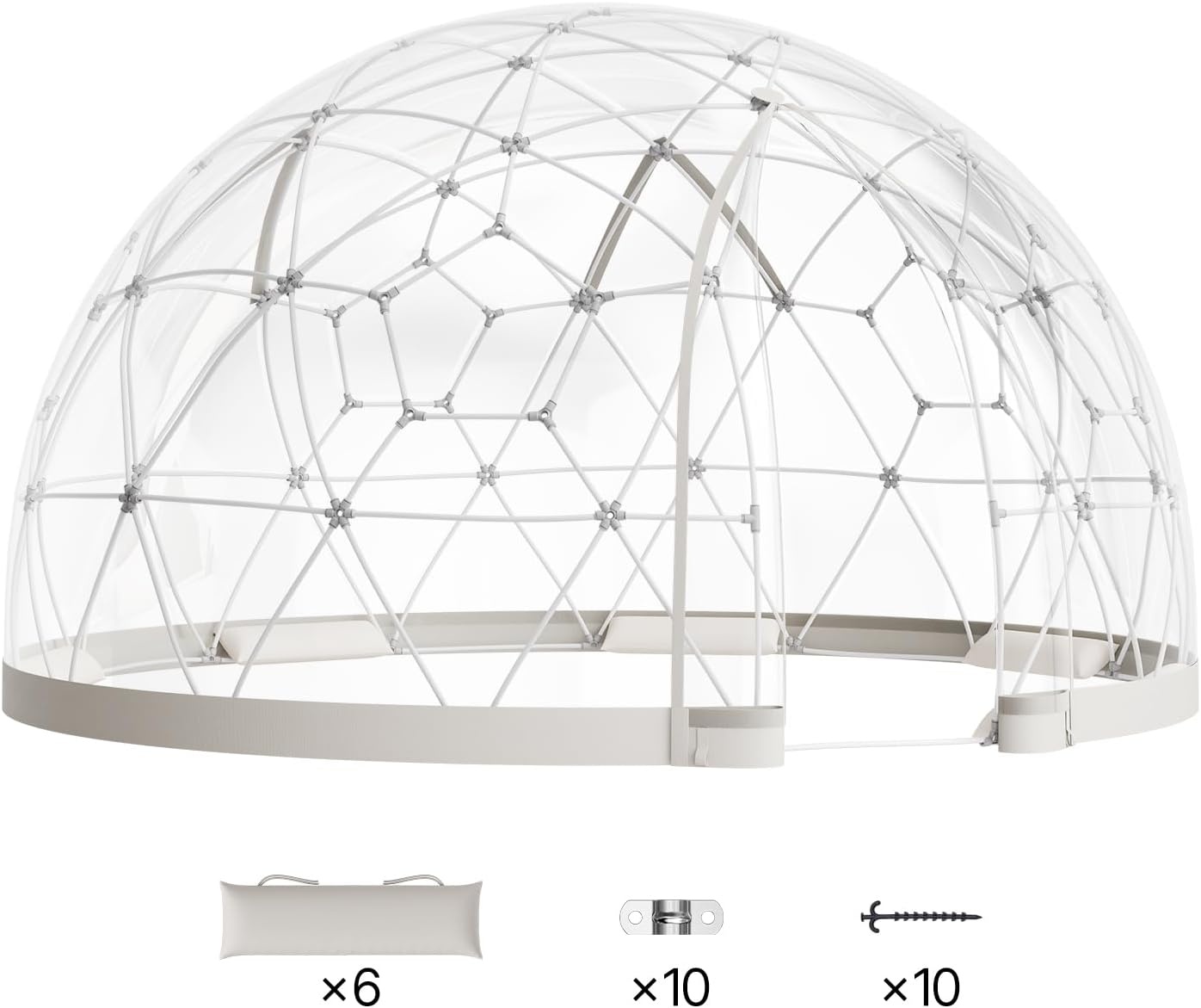 image:imageVEVOR Garden Dome Tent 15 x 95 ft Clear Bubble Tent House for 1214 Person Waterproof PVC Geodesic Dome Greenhouse with Ventilated Window Outdoor Igloo Tents for Patio Backyard Party CampingUpgrade95 ft x 57 FT