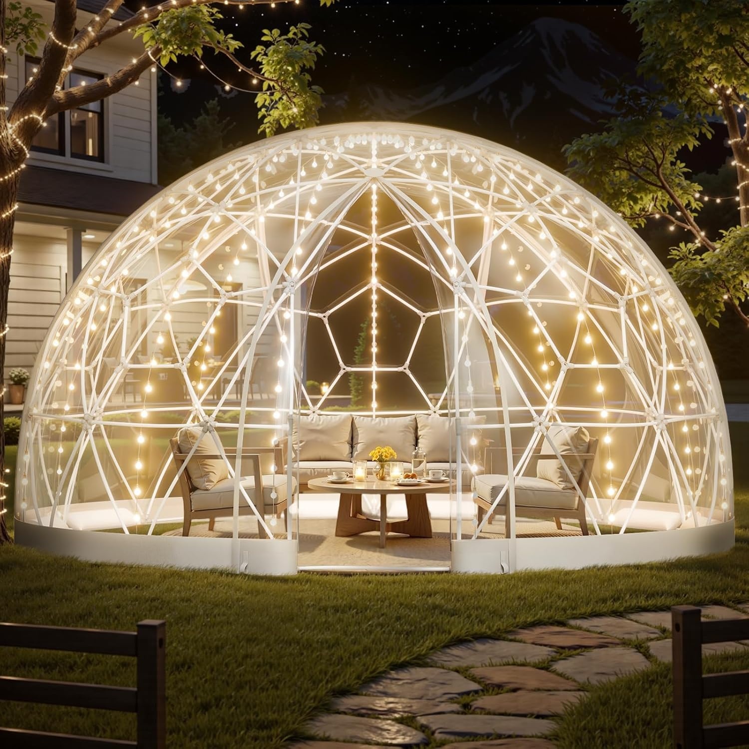 image:imageVEVOR Garden Dome Tent 15 x 95 ft Clear Bubble Tent House for 1214 Person Waterproof PVC Geodesic Dome Greenhouse with Ventilated Window Outdoor Igloo Tents for Patio Backyard Party Camping15 x 95 FT