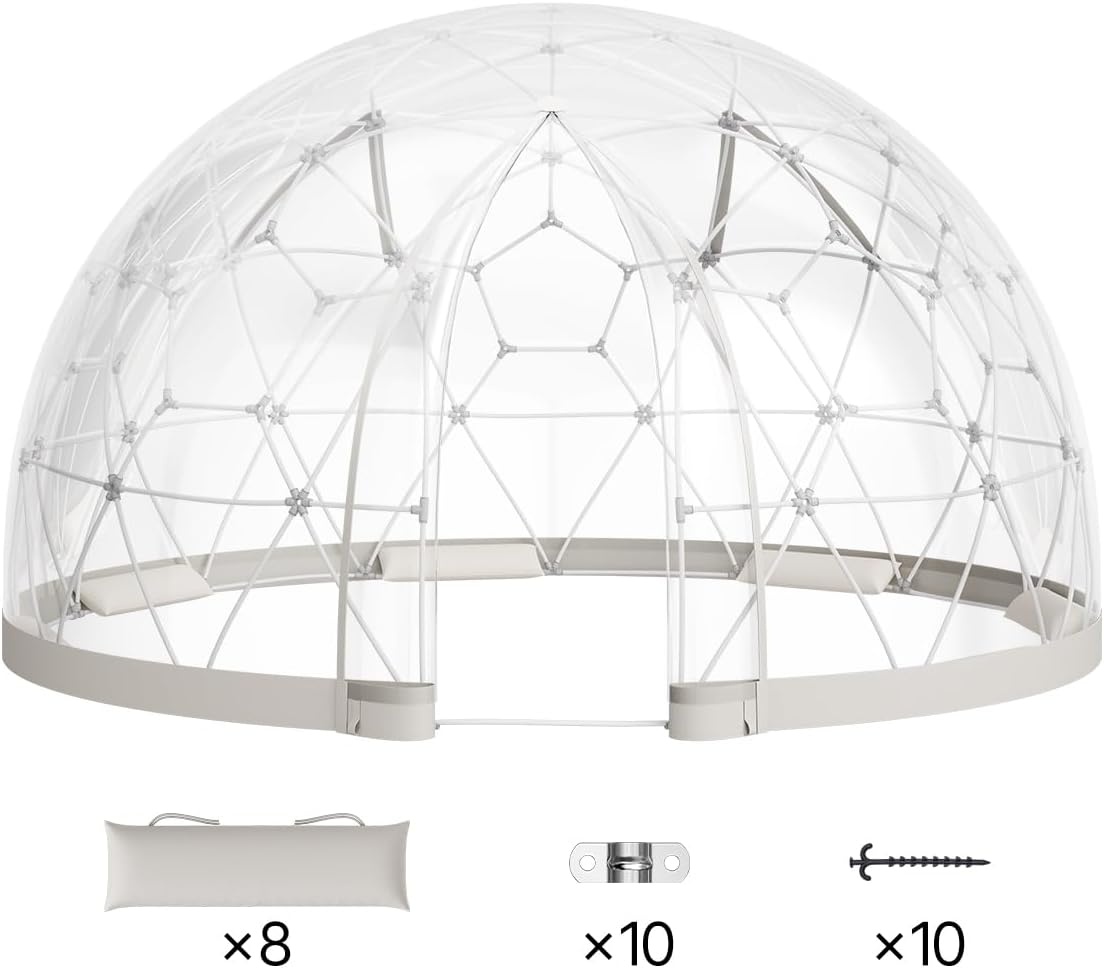image:imageVEVOR Garden Dome Tent 15 x 95 ft Clear Bubble Tent House for 1214 Person Waterproof PVC Geodesic Dome Greenhouse with Ventilated Window Outdoor Igloo Tents for Patio Backyard Party Camping12 x 72 FT