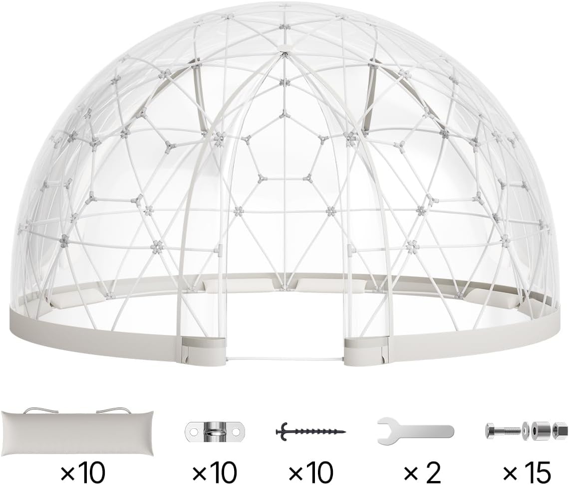 image:imageVEVOR Garden Dome Tent 15 x 95 ft Clear Bubble Tent House for 1214 Person Waterproof PVC Geodesic Dome Greenhouse with Ventilated Window Outdoor Igloo Tents for Patio Backyard Party Camping15 x 95 FT