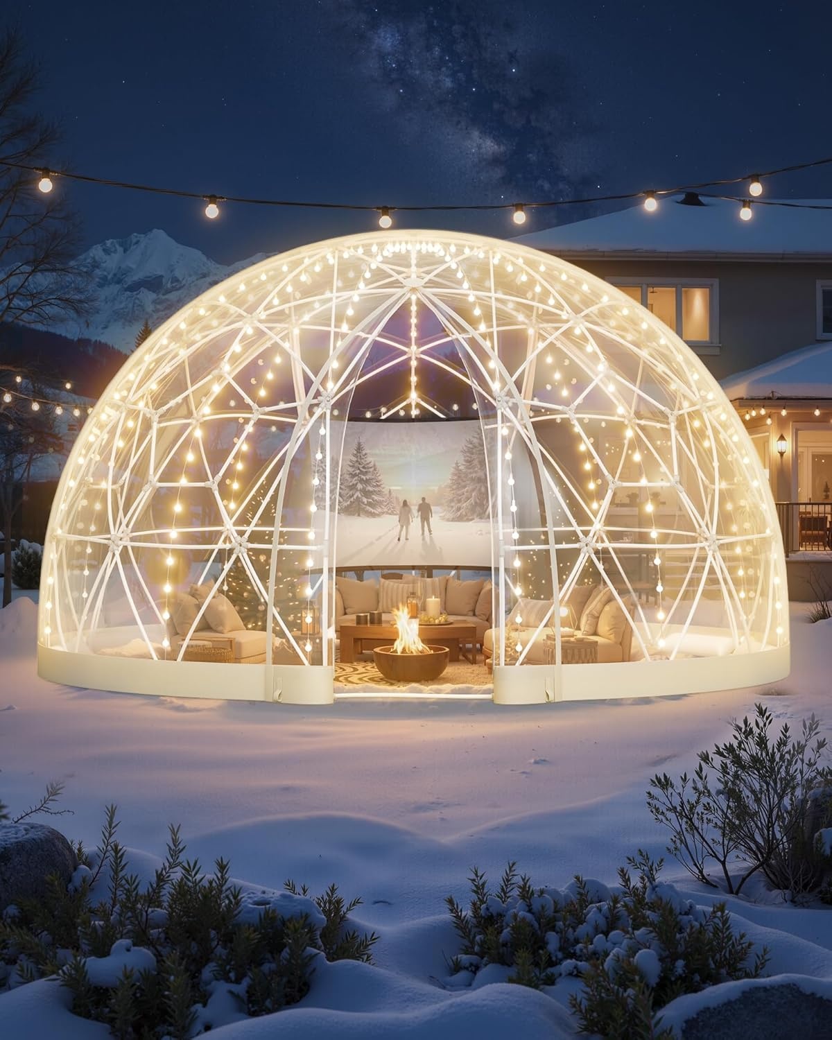 image:imageVEVOR Garden Dome Tent 15 x 95 ft Clear Bubble Tent House for 1214 Person Waterproof PVC Geodesic Dome Greenhouse with Ventilated Window Outdoor Igloo Tents for Patio Backyard Party Camping15 x 95 FT