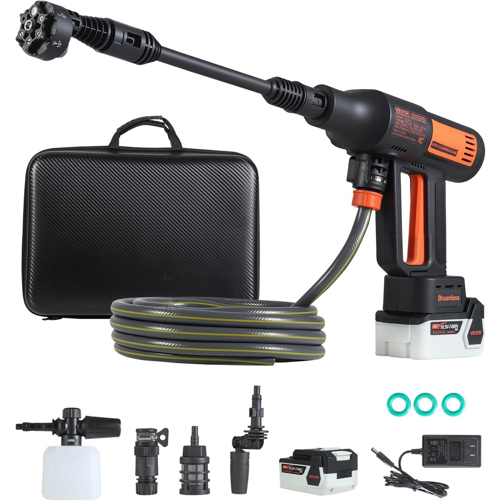 image:imageVEVOR Cordless Pressure Washer 1200PSI MAX Portable Pressure Washer with Brushless Motor Dual Batteries 6in1 Nozzle amp Water Hose 4 Speed Adjustable Handheld Power Cleaner for Home Garden Patio