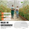 VEVOR Walk-in Tunnel Greenhouse, 29.2×9.7×6.5 ft Hoop House Greenhouse Tunnel, Plant Hot House with Galvanized Steel Frame, Green PE Cover, Roll-up Zipper Door and 12 Windows for Outdoor(White)