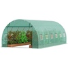VEVOR Walk-in Tunnel Greenhouse, 29.2×9.7×6.5 ft Hoop House Greenhouse Tunnel, Plant Hot House with Galvanized Steel Frame, Green PE Cover, Roll-up Zipper Door and 12 Windows for Outdoor(Green)