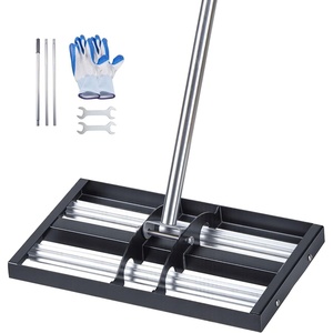 VEVOR Updated Lawn Leveling Rake with Roller, 17″ x 10″ Stainless Steel Lawn Leveler with 63.4″ Adjustable Handle, Heavy Duty Yard Leveling Rake, Effort Saving Lawn Leveling Tool for Yard Golf Court