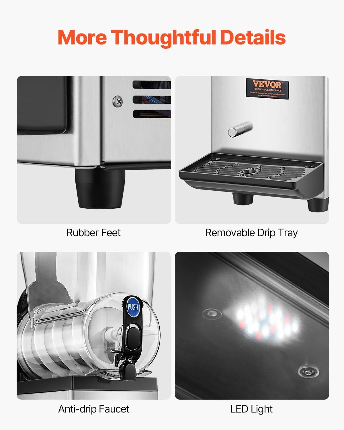 image:imageVEVOR Commercial Margarita Machine 15L Single Tank Commercial Slushie Machine 60 Cups Stainless Steel Margarita Smoothie Frozen Drink Maker Slushy Maker for Home Party Restaurants Cafe Bars15 L1