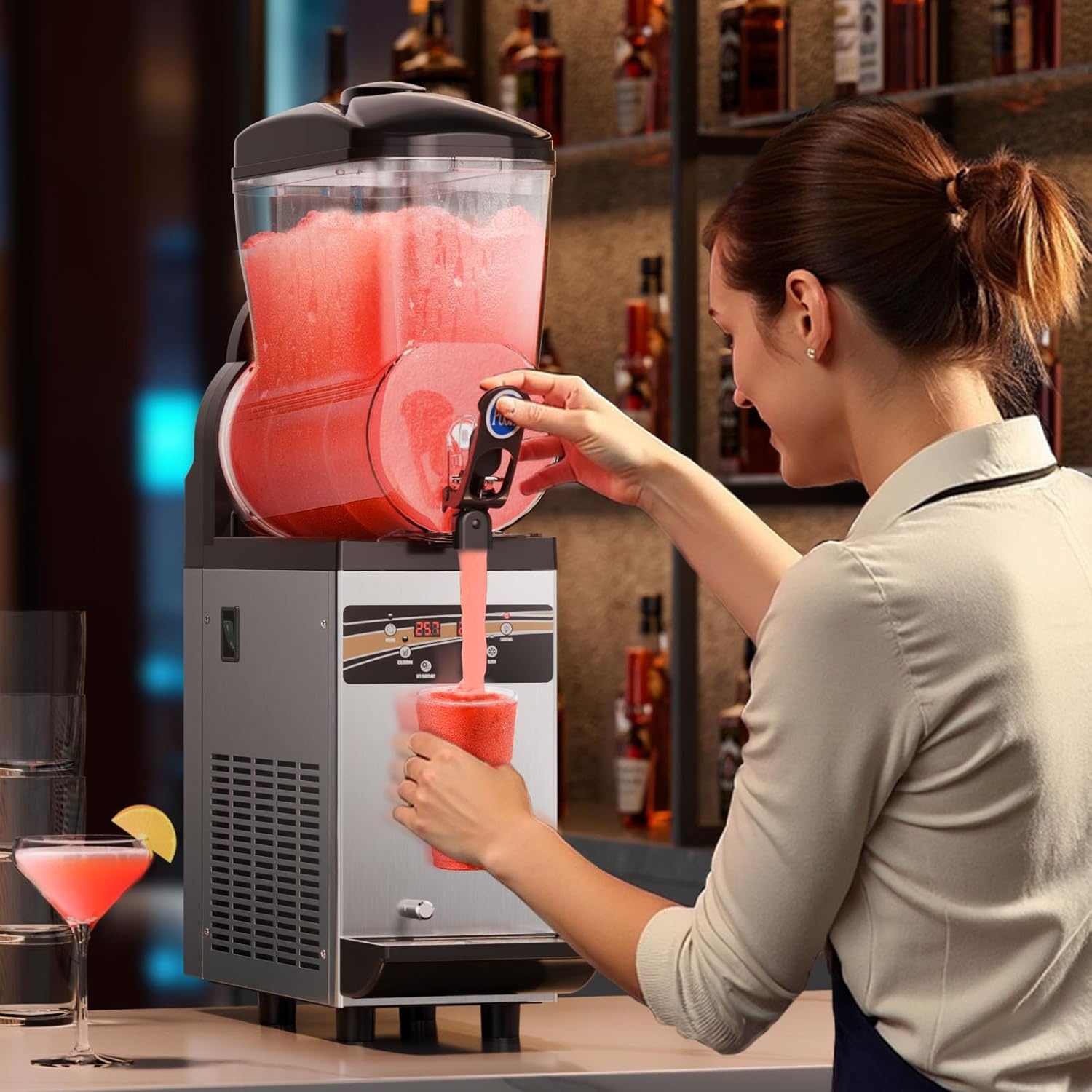 image:imageVEVOR Commercial Margarita Machine 15L Single Tank Commercial Slushie Machine 60 Cups Stainless Steel Margarita Smoothie Frozen Drink Maker Slushy Maker for Home Party Restaurants Cafe Bars15 L1