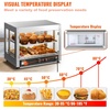 VEVOR Commercial Food Warmer Display, 2 Tiers, 800W Pizza Warmer w/ 3D Heating 3-Color Lighting Bottom Fan, Countertop Pastry Warmer w/Temp Knob & Display 0.6L Water Tray, Stainless Frame Glass Doors