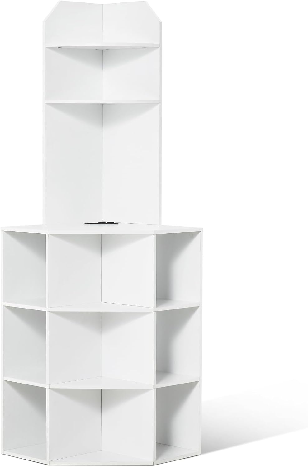 image:imageVEVOR 32 Corner Storage Cabinet 3 Tiers Small Storage Cabinet with 2 Wooden Doors amp Adjustable Shelves Freestanding Corner Kitchen Cabinet for Living Room Kitchen Laundry Room Bathroom WhiteT2