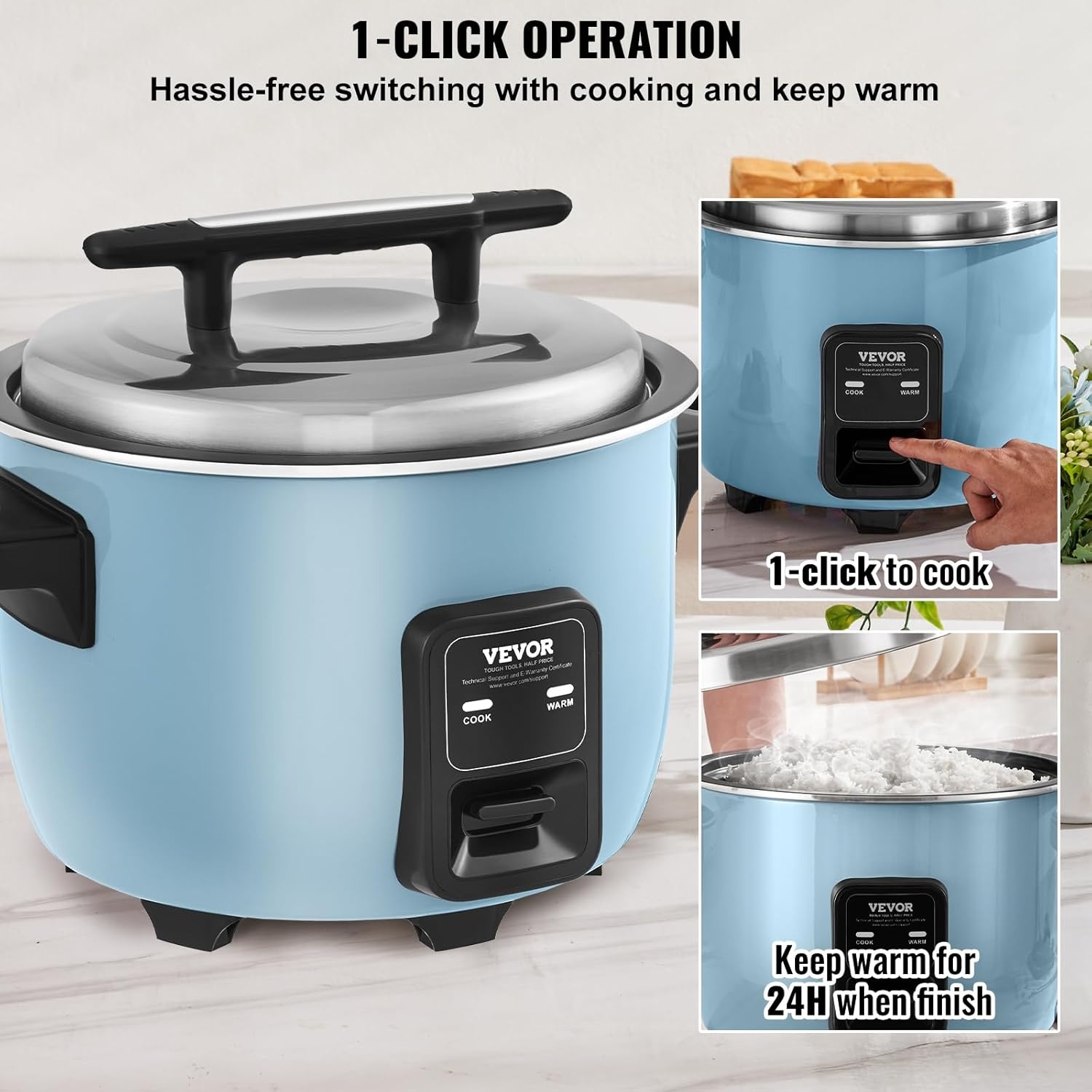 image:imageVEVOR Commercial Rice Cooker 23Cup Rice Cooker 42L Large Rice Cooker and Warmer with Nonstick Inner Pot Fast Cooking and 24Hour Keep Warm with Rice Cup and Paddle cETL Approved1969 x 1614 x 1339 inch 500 x 410 x 340 mm