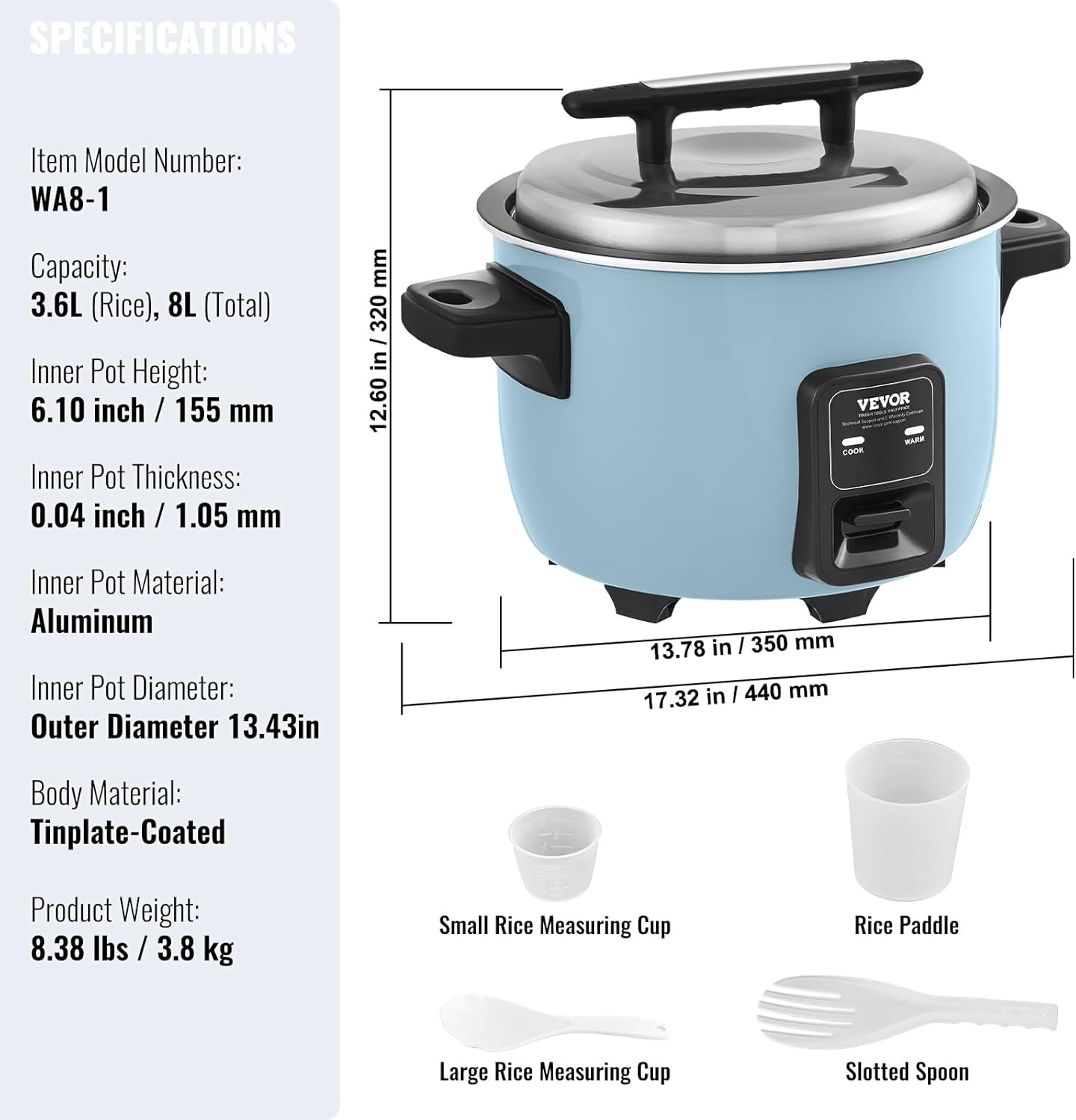 image:imageVEVOR Commercial Rice Cooker 23Cup Rice Cooker 42L Large Rice Cooker and Warmer with Nonstick Inner Pot Fast Cooking and 24Hour Keep Warm with Rice Cup and Paddle cETL Approved40 CUPS COOKED RICE