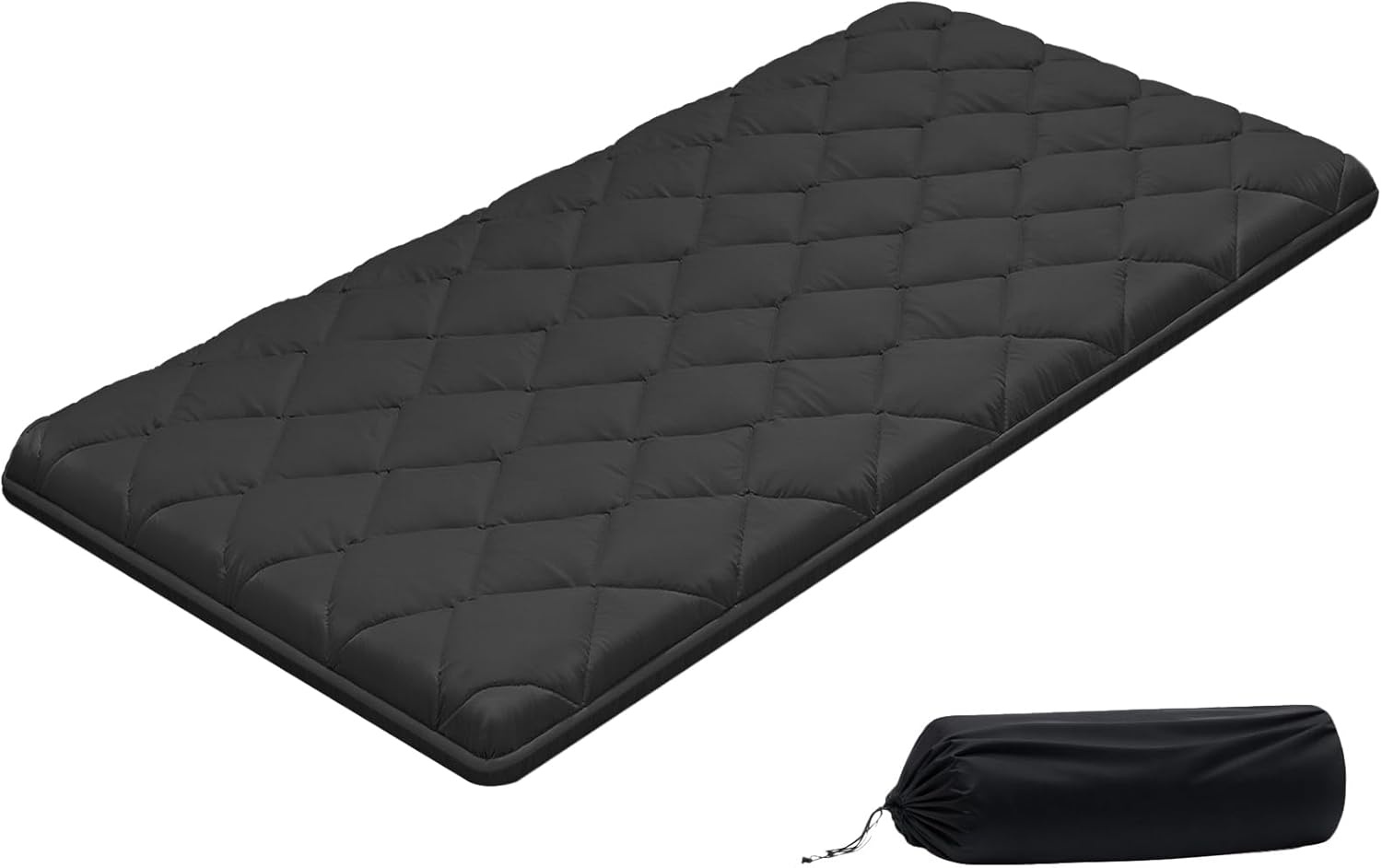 image:imageVEVOR Japanese Floor Mattress Futon Mattress 100 High Density Comfortable Foam Foldable Tatami Mat with Storage Bag Sleeping Pad for Camping Dormitory YogaBlack
