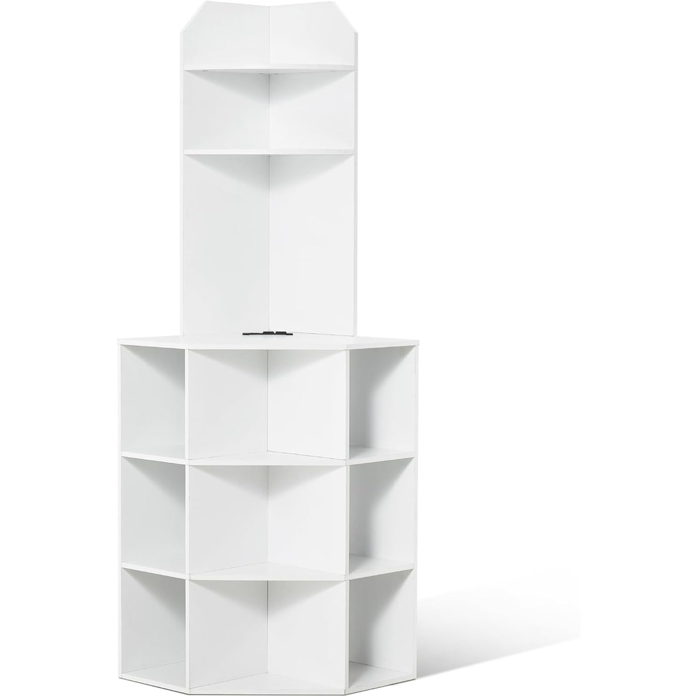 image:imageVEVOR 32 Corner Storage Cabinet 3 Tiers Small Storage Cabinet with 2 Wooden Doors amp Adjustable Shelves Freestanding Corner Kitchen Cabinet for Living Room Kitchen Laundry Room Bathroom WhiteT2