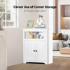 VEVOR 32″ Corner Storage Cabinet, 3 Tiers Small Storage Cabinet with 2 Wooden Doors & Adjustable Shelves, Freestanding Corner Kitchen Cabinet for Living Room, Kitchen, Laundry Room, Bathroom, White(S1)