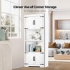VEVOR 32″ Corner Storage Cabinet, 3 Tiers Small Storage Cabinet with 2 Wooden Doors & Adjustable Shelves, Freestanding Corner Kitchen Cabinet for Living Room, Kitchen, Laundry Room, Bathroom, White(T1)