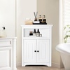 VEVOR 32″ Corner Storage Cabinet, 3 Tiers Small Storage Cabinet with 2 Wooden Doors & Adjustable Shelves, Freestanding Corner Kitchen Cabinet for Living Room, Kitchen, Laundry Room, Bathroom, White(S1)