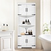 VEVOR 32″ Corner Storage Cabinet, 3 Tiers Small Storage Cabinet with 2 Wooden Doors & Adjustable Shelves, Freestanding Corner Kitchen Cabinet for Living Room, Kitchen, Laundry Room, Bathroom, White(T1)