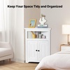 VEVOR 32″ Corner Storage Cabinet, 3 Tiers Small Storage Cabinet with 2 Wooden Doors & Adjustable Shelves, Freestanding Corner Kitchen Cabinet for Living Room, Kitchen, Laundry Room, Bathroom, White(S1)