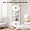VEVOR 32″ Corner Storage Cabinet, 3 Tiers Small Storage Cabinet with 2 Wooden Doors & Adjustable Shelves, Freestanding Corner Kitchen Cabinet for Living Room, Kitchen, Laundry Room, Bathroom, White(T1)