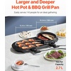 VEVOR Hot Pot with Grill, 1800W 2-in-1 Electric Smokeless Grill and Hot Pot, Korean BBQ Shabu Shabu Hotpot with Separate Dual Temperature Control, Non-stick Pan, for 2-8 People Family Dining(2200W 2-in-1)