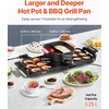 VEVOR Hot Pot with Grill, 1800W 2-in-1 Electric Smokeless Grill and Hot Pot, Korean BBQ Shabu Shabu Hotpot with Separate Dual Temperature Control, Non-stick Pan, for 2-8 People Family Dining(2300W 2-in-1)