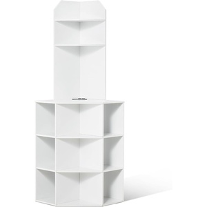 VEVOR 32″ Corner Storage Cabinet, 3 Tiers Small Storage Cabinet with 2 Wooden Doors & Adjustable Shelves, Freestanding Corner Kitchen Cabinet for Living Room, Kitchen, Laundry Room, Bathroom, White(T2)