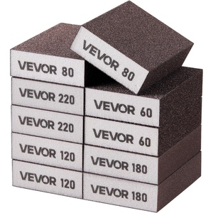 VEVOR Sanding Sponge, 10 Pcs, 60/80/120/180/220 Grit Assortment(2 Each), Washable and Reusable Sanding Blocks for Dry & Wet Use, Coarse to Fine Sandpaper Blocks, for Drywall Wood Metal Furniture(10 Pcs sanding block)