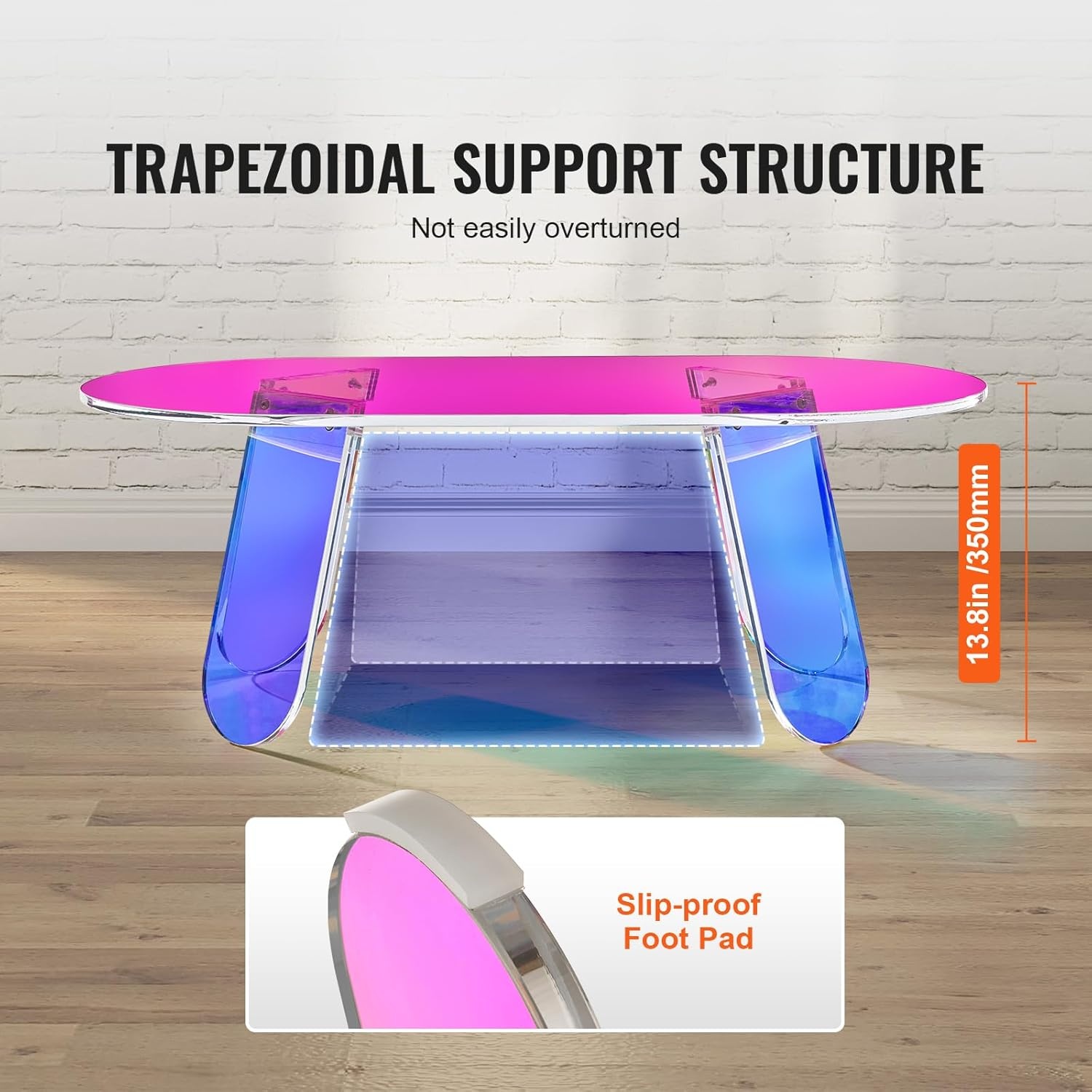 image:imageVEVOR Acrylic Coffee Table 2Tiers Center Table with Open Storage Shelf Modern Rectangle Acrylic Coffe Desk for Living Room Dining Room Kitchen Island Office 315 W x 197 D x 157 H GreenColorful