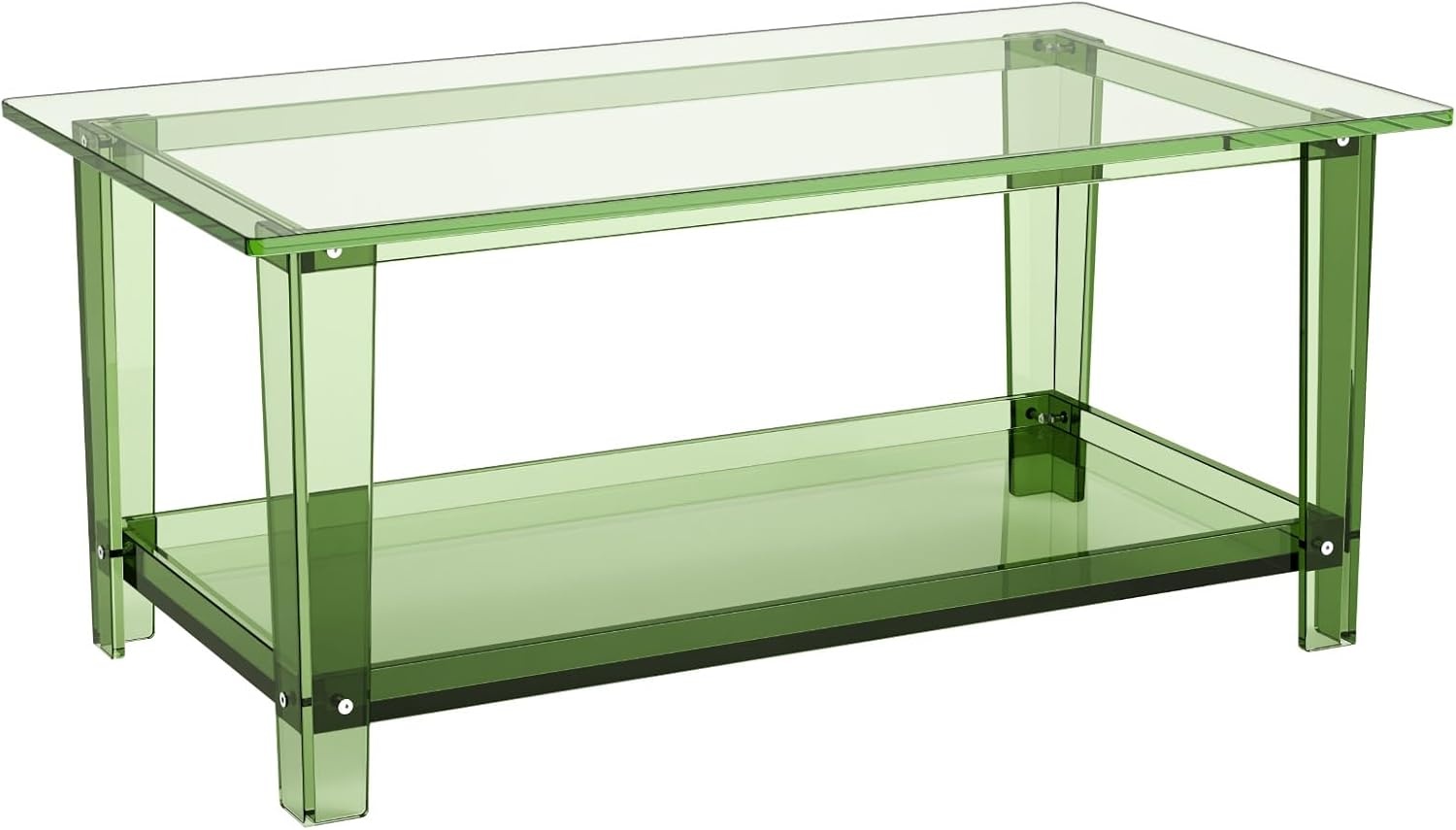 image:imageVEVOR Acrylic Coffee Table 2Tiers Center Table with Open Storage Shelf Modern Rectangle Acrylic Coffe Desk for Living Room Dining Room Kitchen Island Office 315 W x 197 D x 157 H GreenGreen