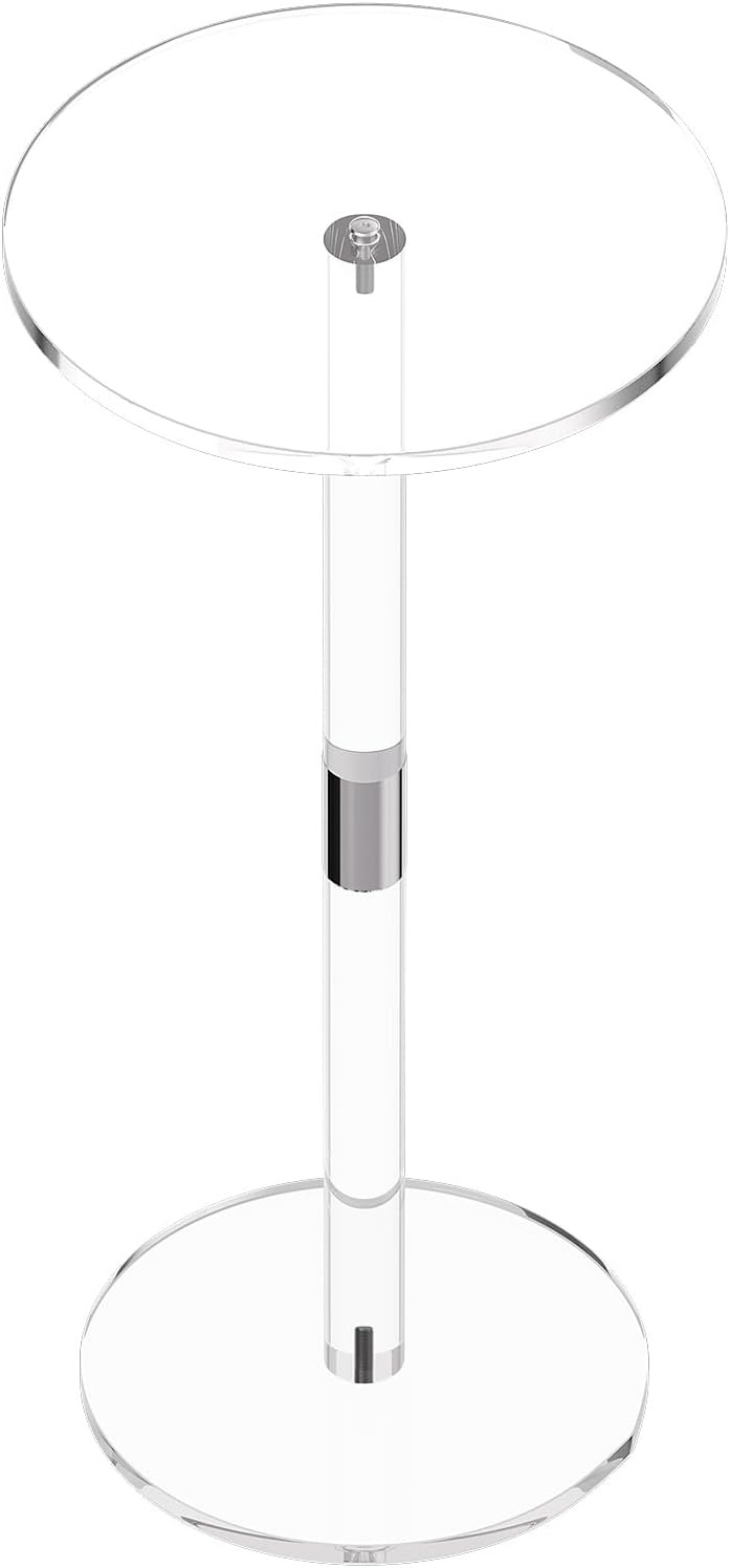 image:imageVEVOR Acrylic Drink Table Small Round Side Table with Solid Post Modern Clear End Table Transparent Cake Desk for Coffee Cocktail Dessert Snack Living Room Bedroom Bathroom Easy Assembly