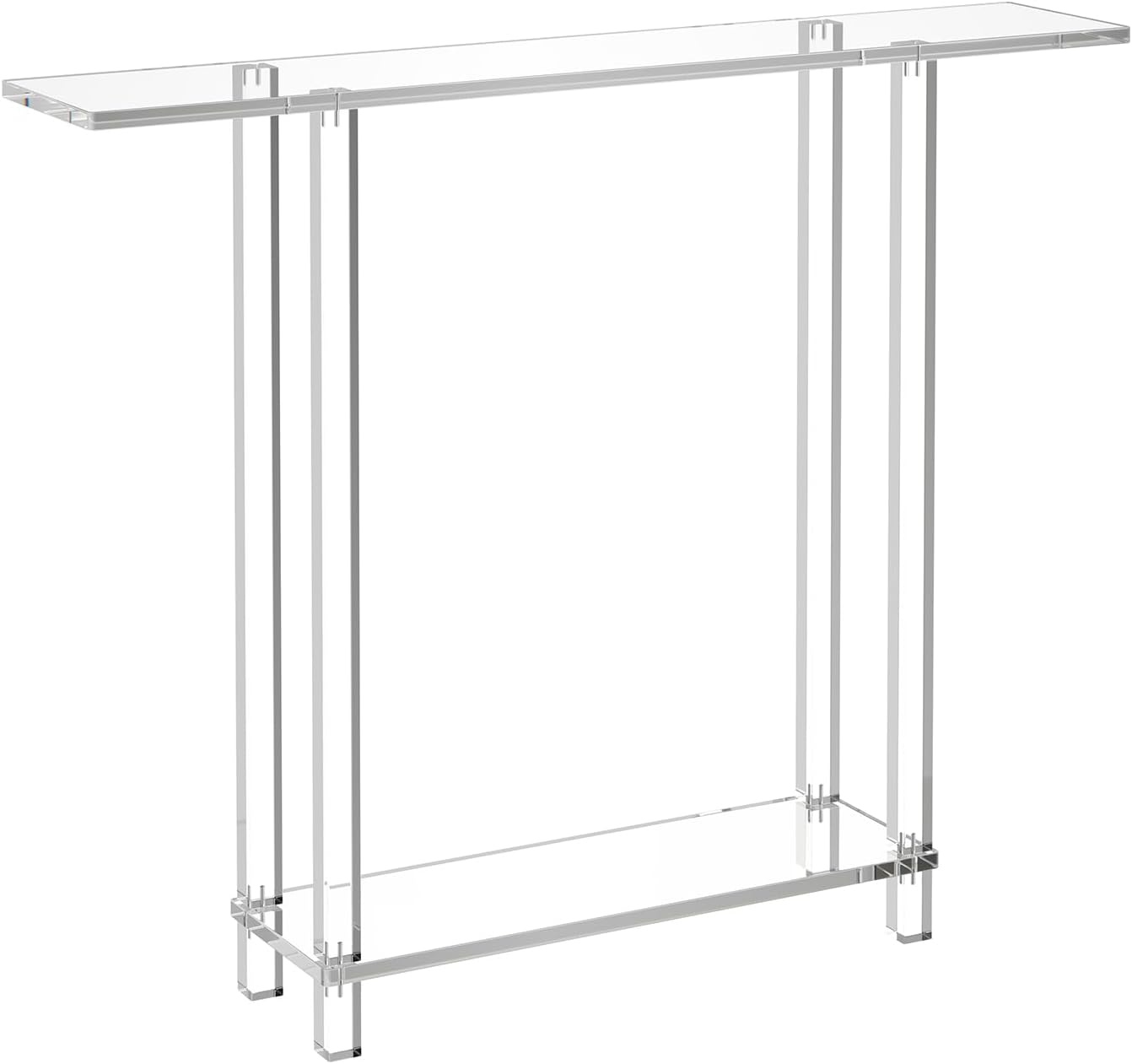 image:imageVEVOR Acrylic Narrow Console Table for Entryway Clear Skinny Entry Side Table 2Tier Modern Transparent Sofa End Table Square Legs for Hallway Foyer Living Room 76 D x 394 W x 315 H