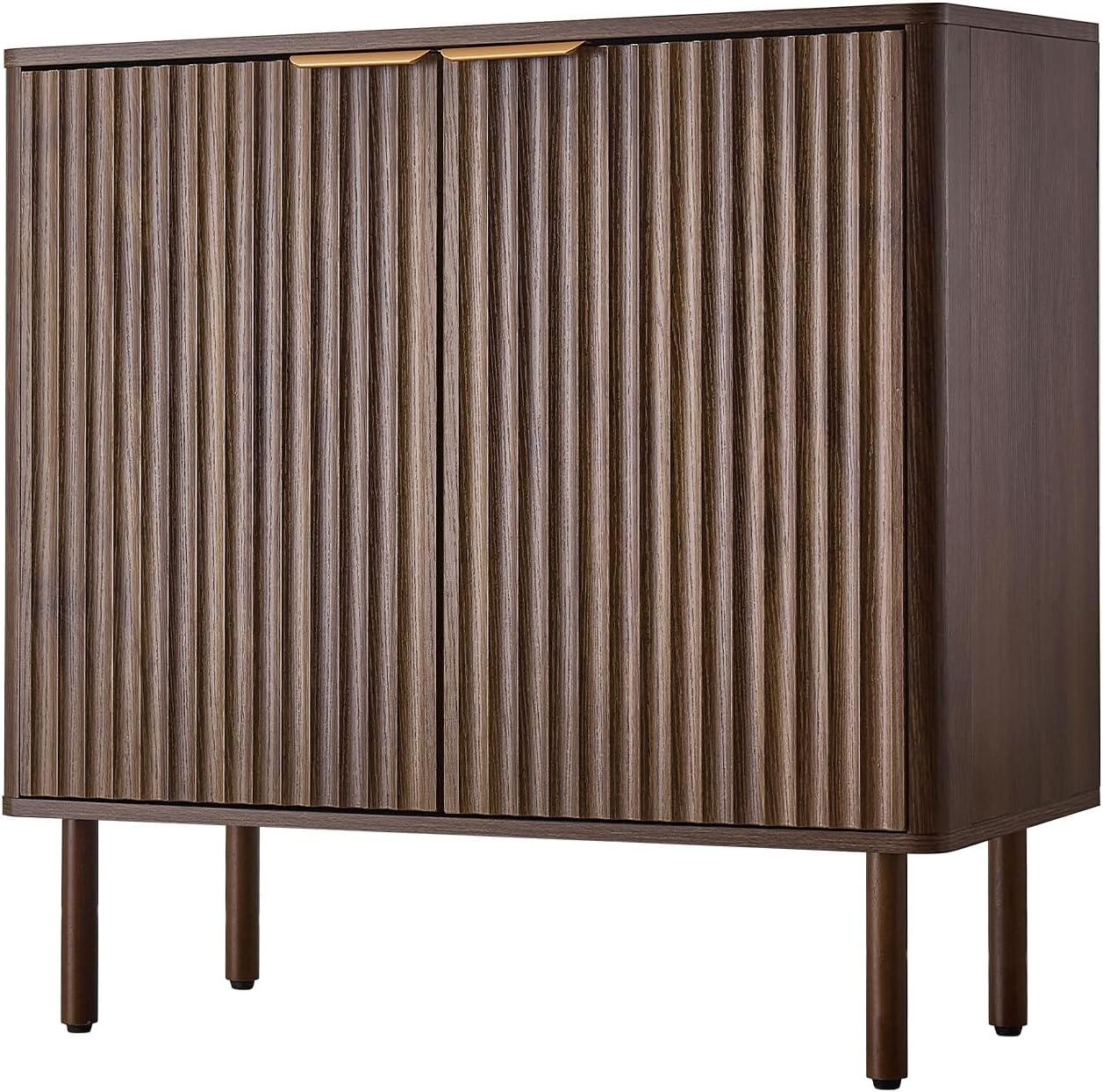 image:imageVEVOR Buffet Cabinet Sideboard Cabinet with 2Tier Storage Coffee Bar Cabinet with Adjustable Shelves Fluted Sideboard Buffet for Hallway Entryway Living Room or Kitchen Oak2pcsWalnut
