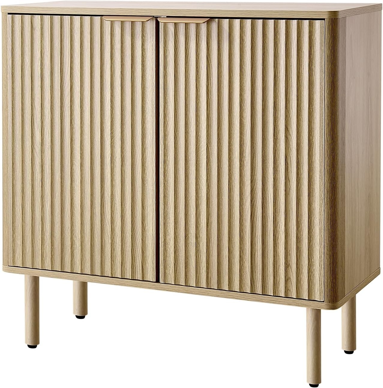 image:imageVEVOR Buffet Cabinet Sideboard Cabinet with 2Tier Storage Coffee Bar Cabinet with Adjustable Shelves Fluted Sideboard Buffet for Hallway Entryway Living Room or Kitchen Oak2pcsOak