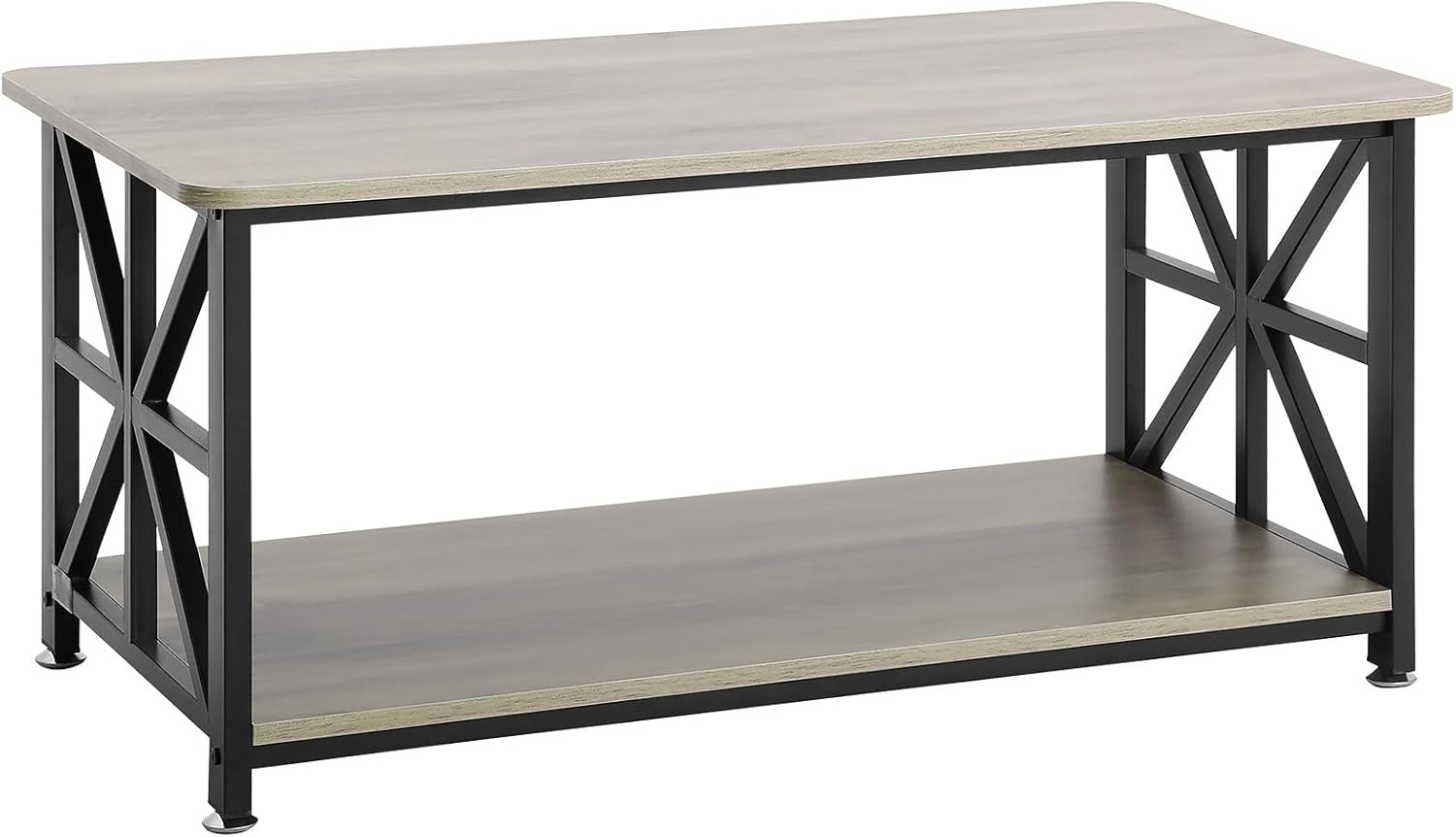 image:imageVEVOR Coffee Table Modern Faux Marble Coffee Table 2Tier Rectangle Center Desk with Geometric Legs Minimalist Sturdy Metal Frame Accent End Desk for Living Room Office Easy Assembly White40 Inch