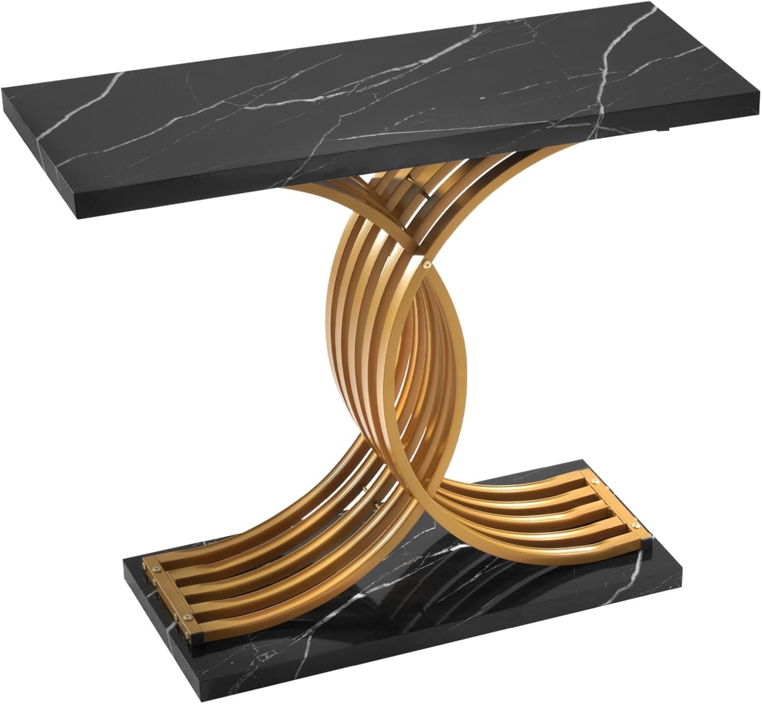 image:imageVEVOR Entryway Table 394 Inch Gold Console Table Narrow Console Table with Metal Frame Modern Console Sofa Table for Living Room Entryway HallwayBlack